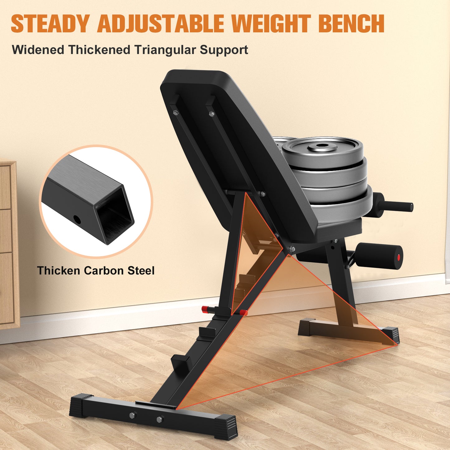Foldable & Adjustable Workout Bench for Home Gym Strength Training