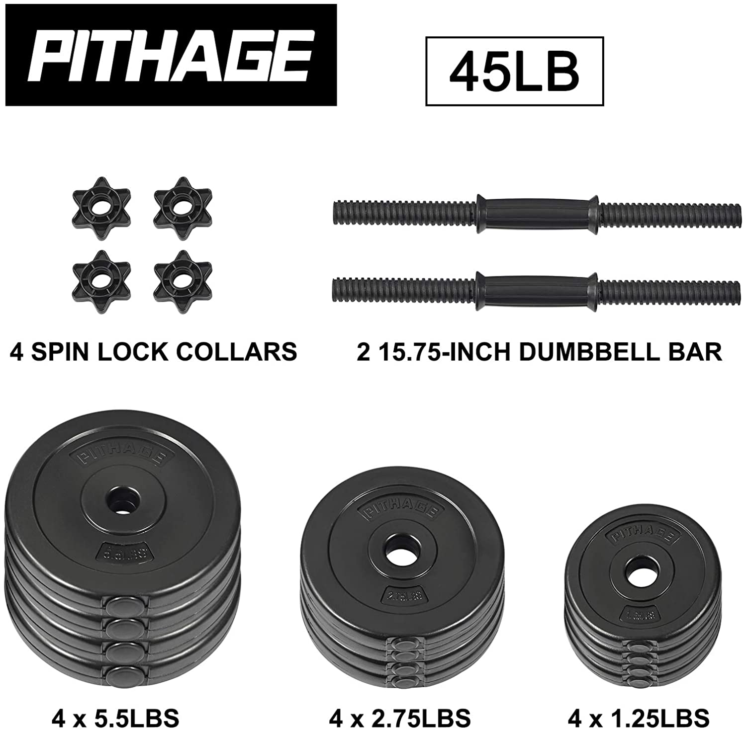 PITHAGE Dumbbell Set Adjustable Weights 45lb Strength Training Home Gym Workout -   Vigbody