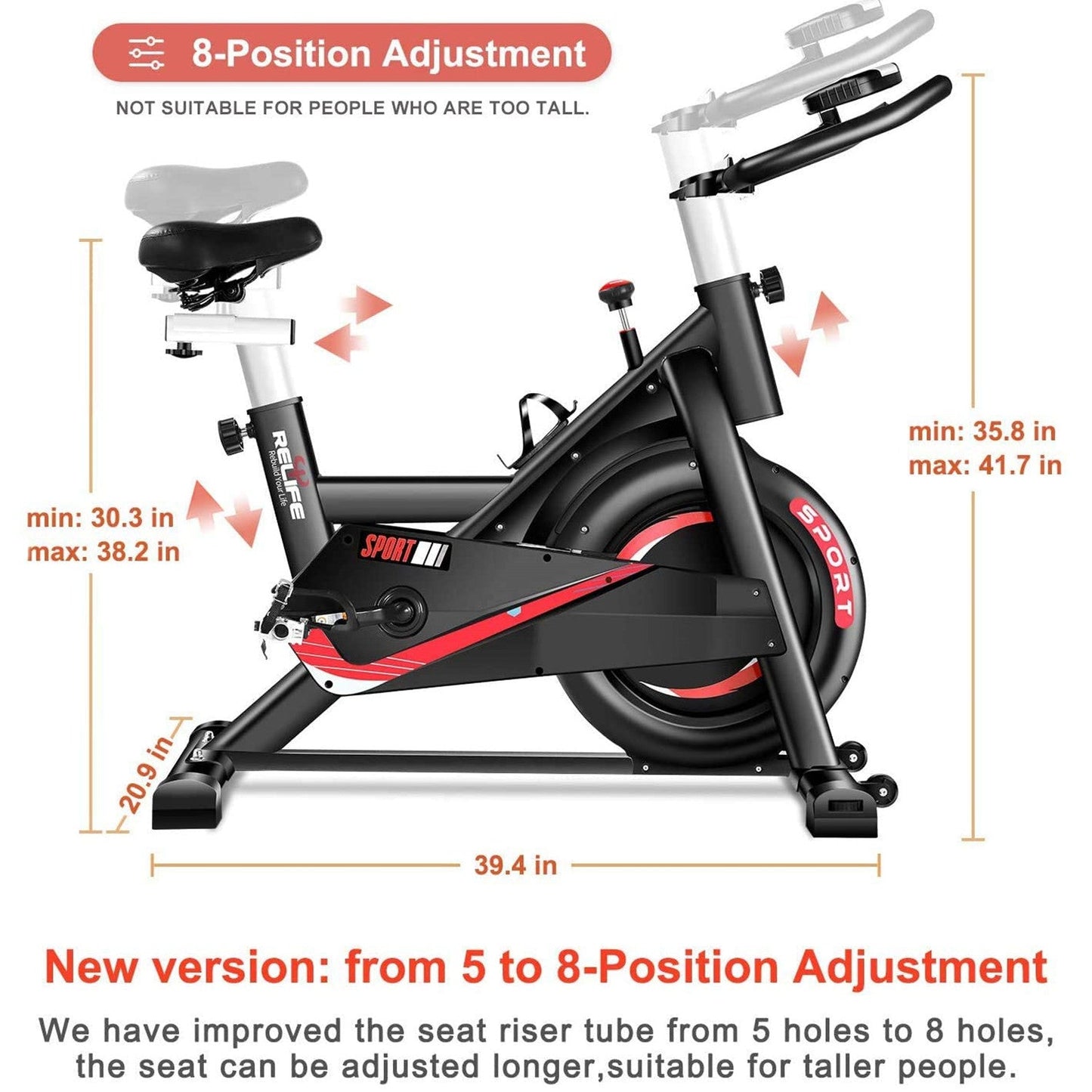 RELIFE Stationary Indoor Exercise Bike with Resistance for Home